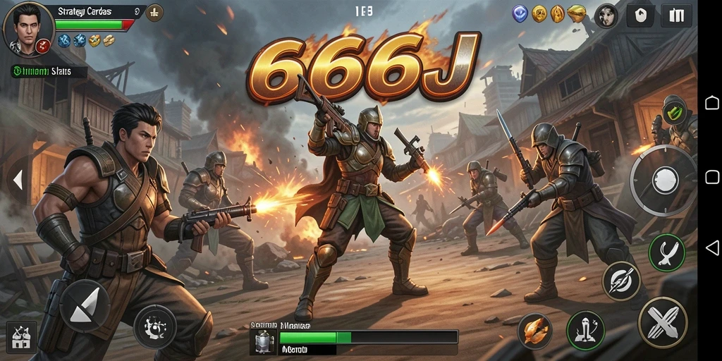 Tampilan gameplay dalam 666J yang memukau dan strategis.