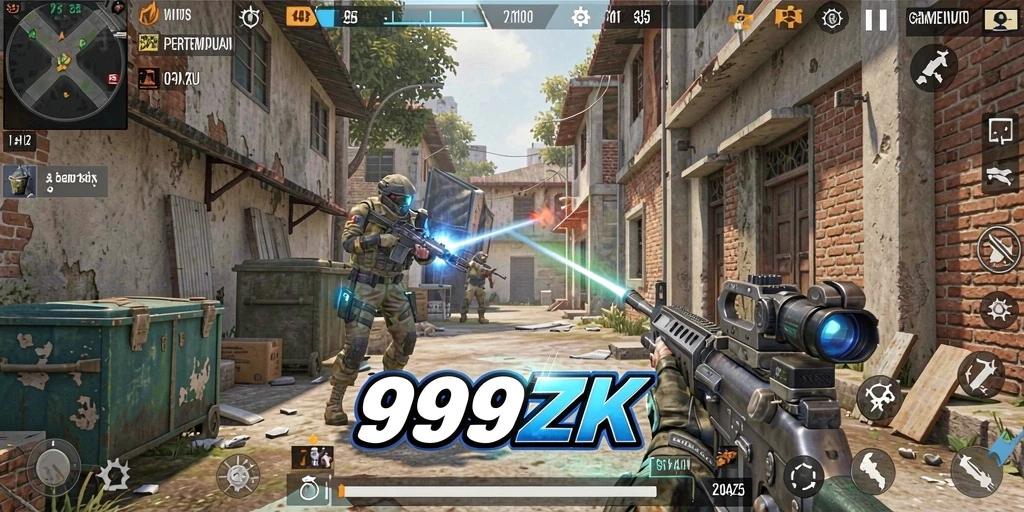 Gameplay intens di 999ZK dengan aksi tembak-menembak yang mendebarkan.