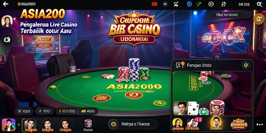 Screenshot gameplay Live Casino ASIA200 dengan dealer profesional.