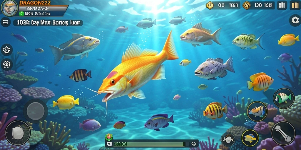 Screenshot menampilkan gameplay seru di DRAGON222 Tembak Ikan.