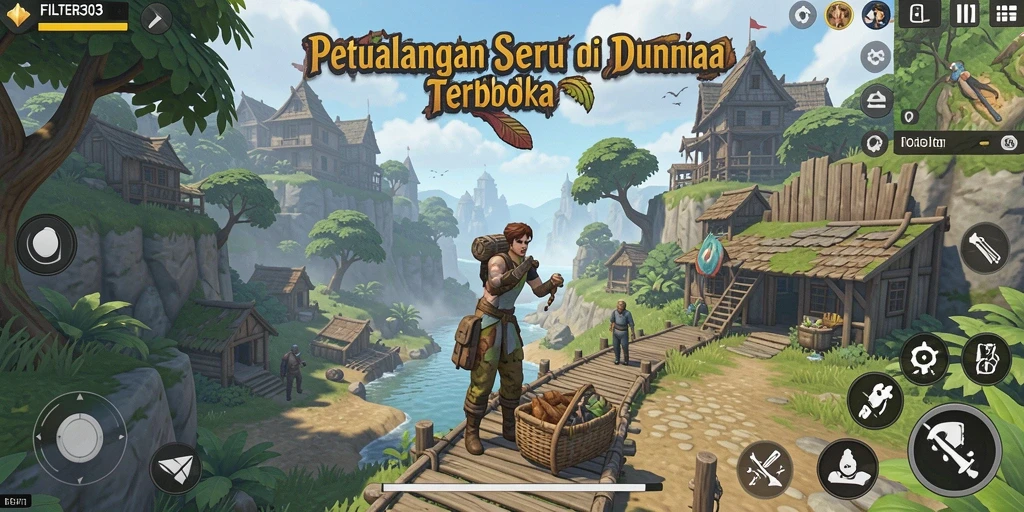 Tampilan gameplay FILTER303 yang memukau di dunia terbuka.