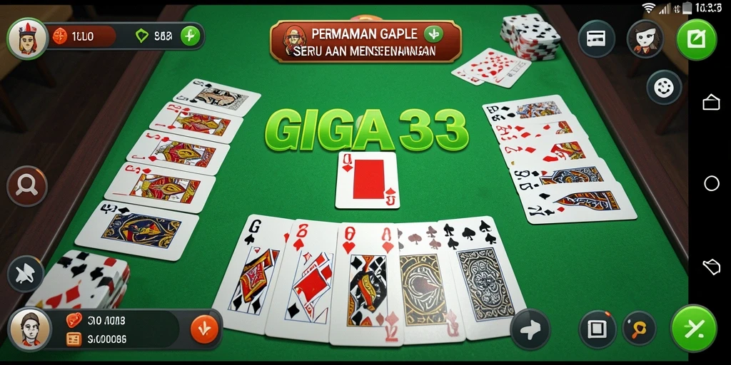 Screenshots GIGA33 menunjukkan gameplay Gaple yang seru dan interaktif.