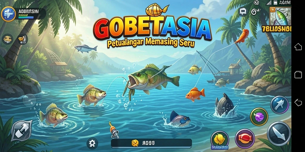 Gameplay GOBETASIA yang seru saat memancing ikan.