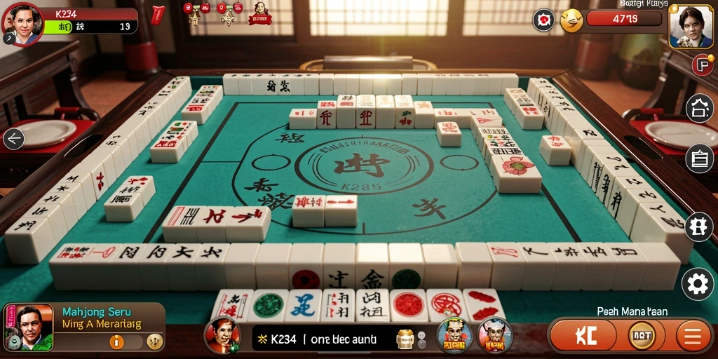 Tangkapan layar gameplay K234 yang menampilkan suasana Mahjong yang seru.