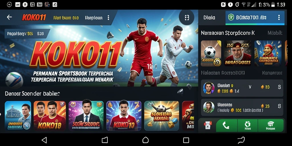 Tampilan utama KOKO11 dengan beragam pilihan taruhan Sportsbook.