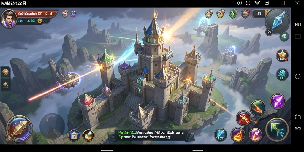 Tampilan menarik dari gameplay Tower Defense MAMEN123 dengan menara dan musuh yang dinamis.