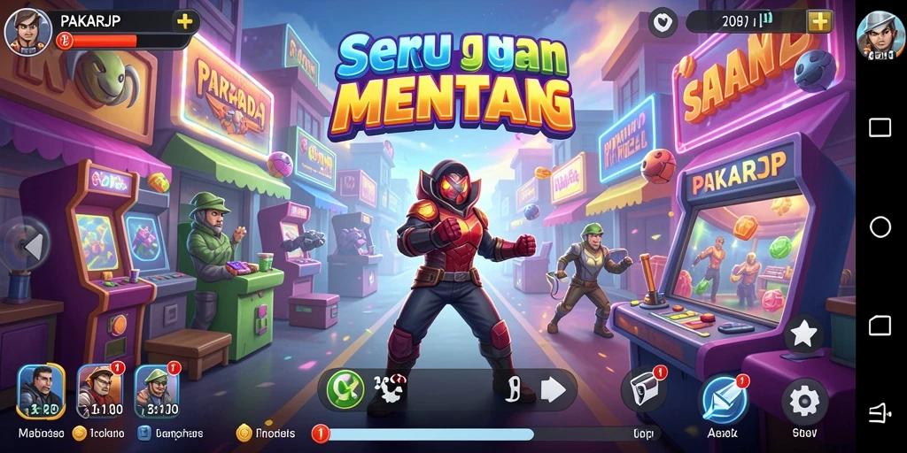 Screenshot gameplay PAKARJP menampilkan aksi seru dalam berbagai level Arcade.