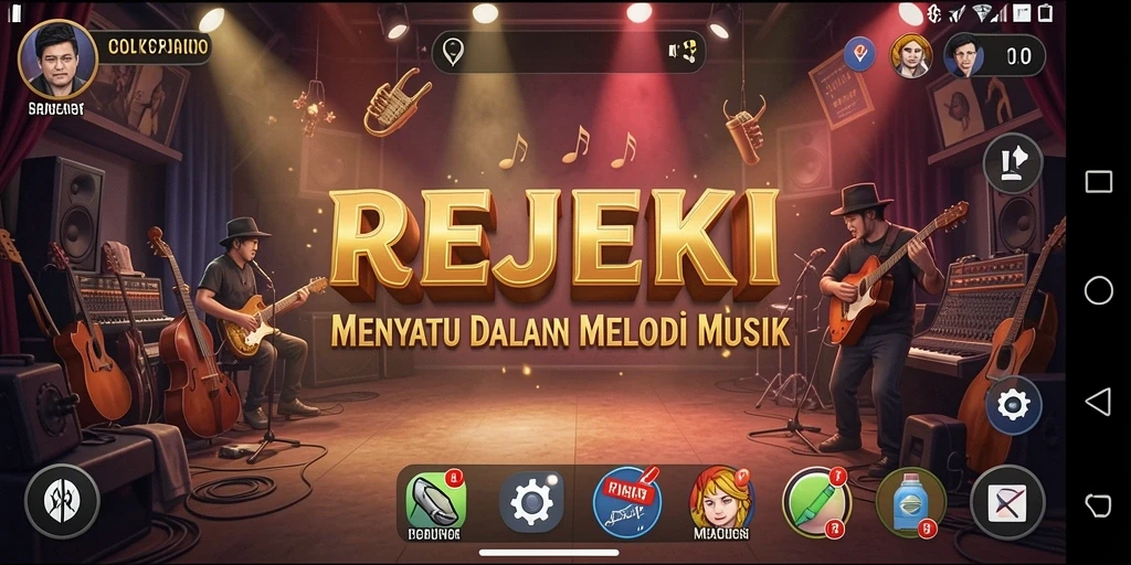 Tampilan gameplay REJEKI dengan tantangan musik yang seru.