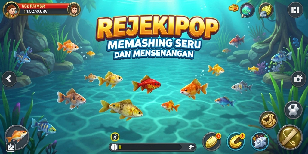 Tampilan gameplay seru dengan aktivitas memancing penuh warna.