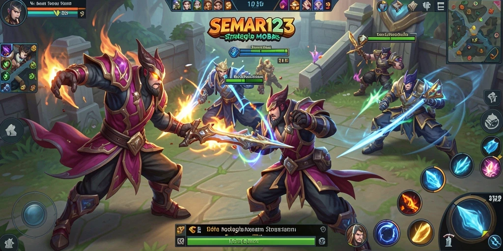Screenshot gameplay SEMAR123 yang menunjukkan aksi seru dalam pertempuran MOBA.