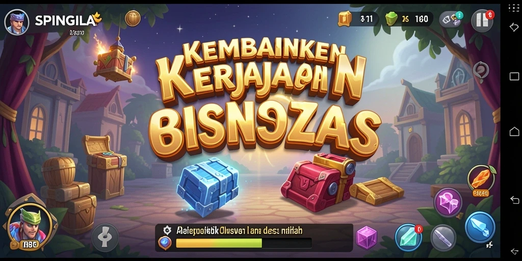 Tampilan gameplay SPINGILA yang menampilkan inovasi bisnis dan strategi cerdas.