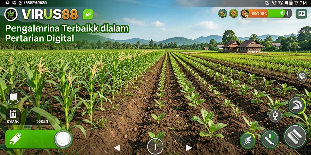 Gameplay seru VIRUS88 dengan pertanian yang menarik.
