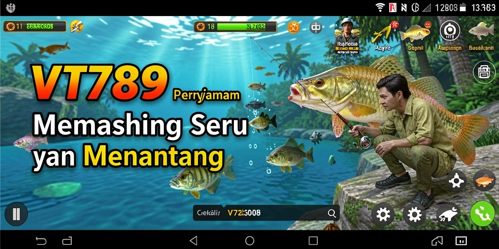Screenshot VT789 menampilkan aksi menarik saat menangkap ikan.